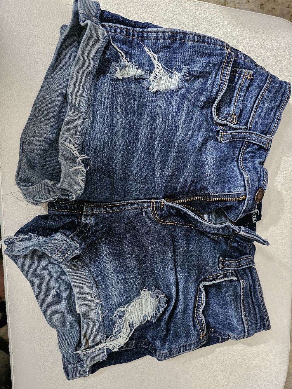 Hollister Dark Blue Distressed Jean Shorts, Size 0/24